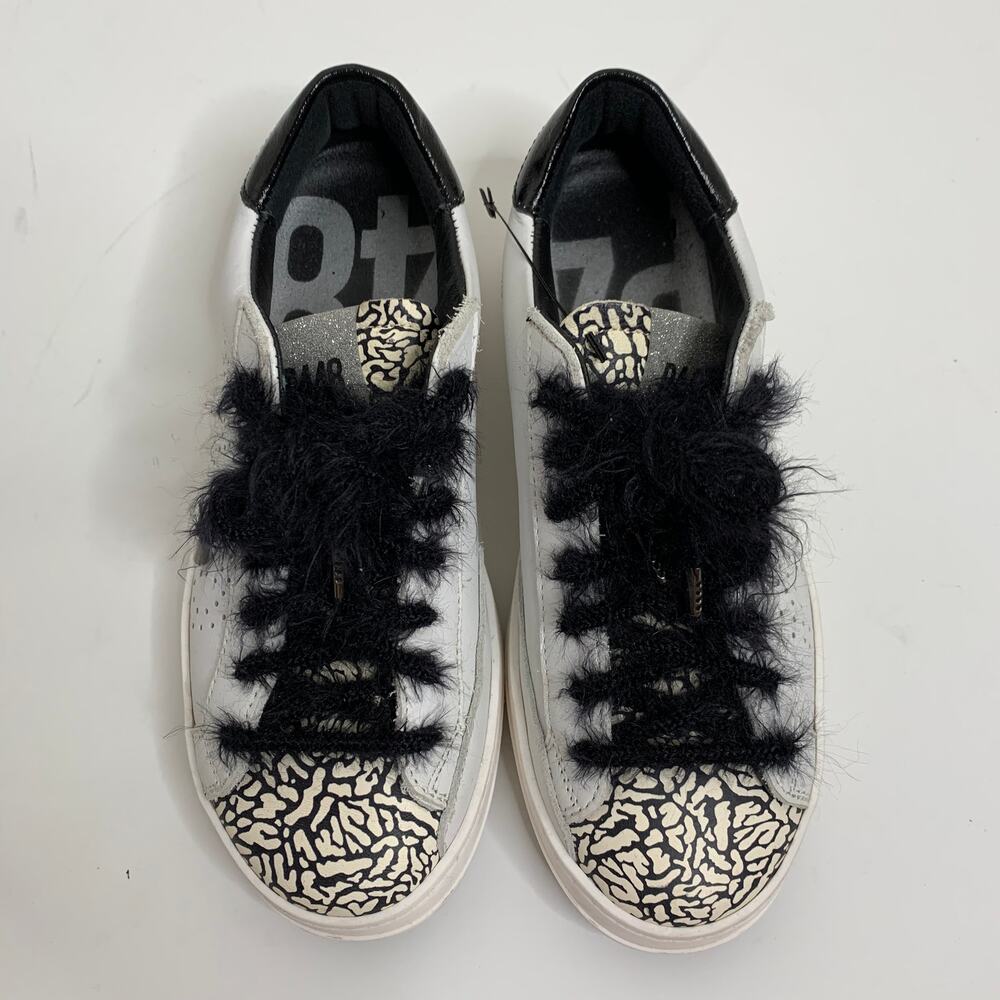 P448 The John Cement Low Top Sneakers with Black Fuzzy Laces